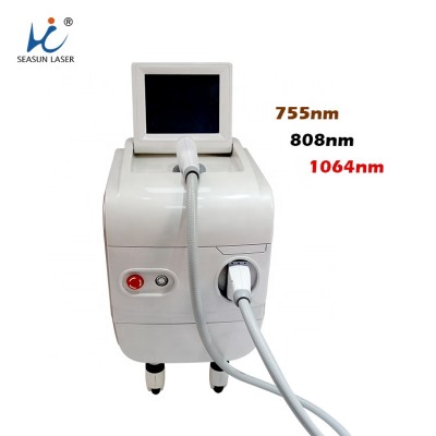 Portable  755nm   808nm 1064nm diode laser/ 3 wavength ice cooling  diode laser for permant hair removal  in salon