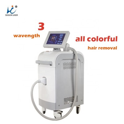 3 wavelength diode laser hair removal machine for all colorful hair and I- VIII  skin types